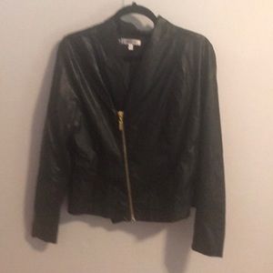 Jennifer Lopez faux leather zip jacket